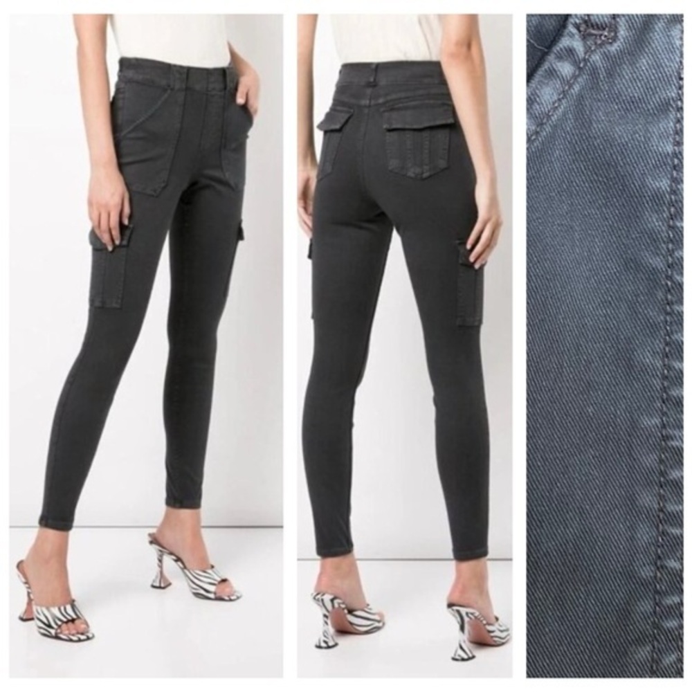 SPANX Stretch Twill Ankle Cargo Pants Washed Black Small
